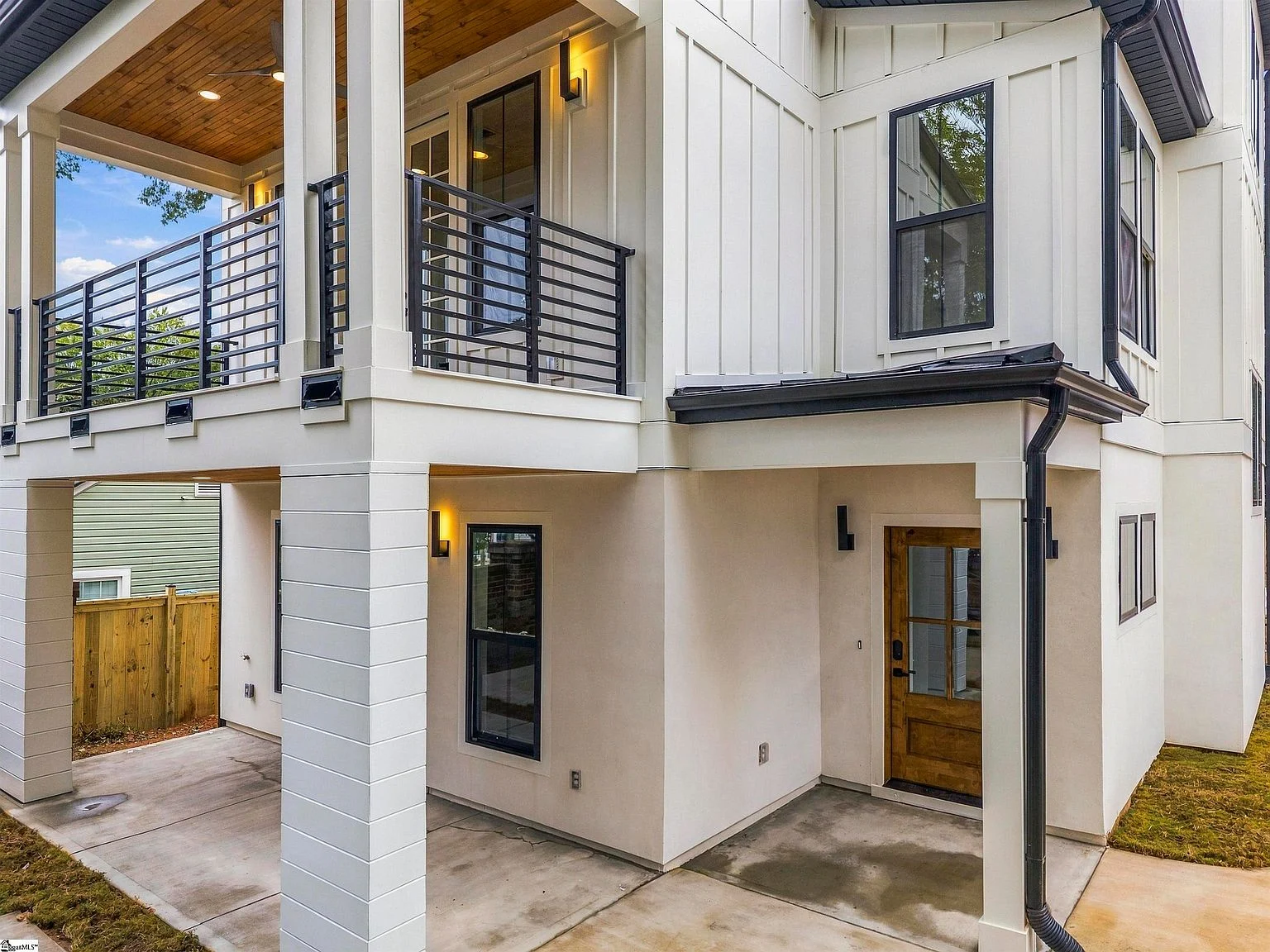 Front entry and covered porch at the Rutherford residence
