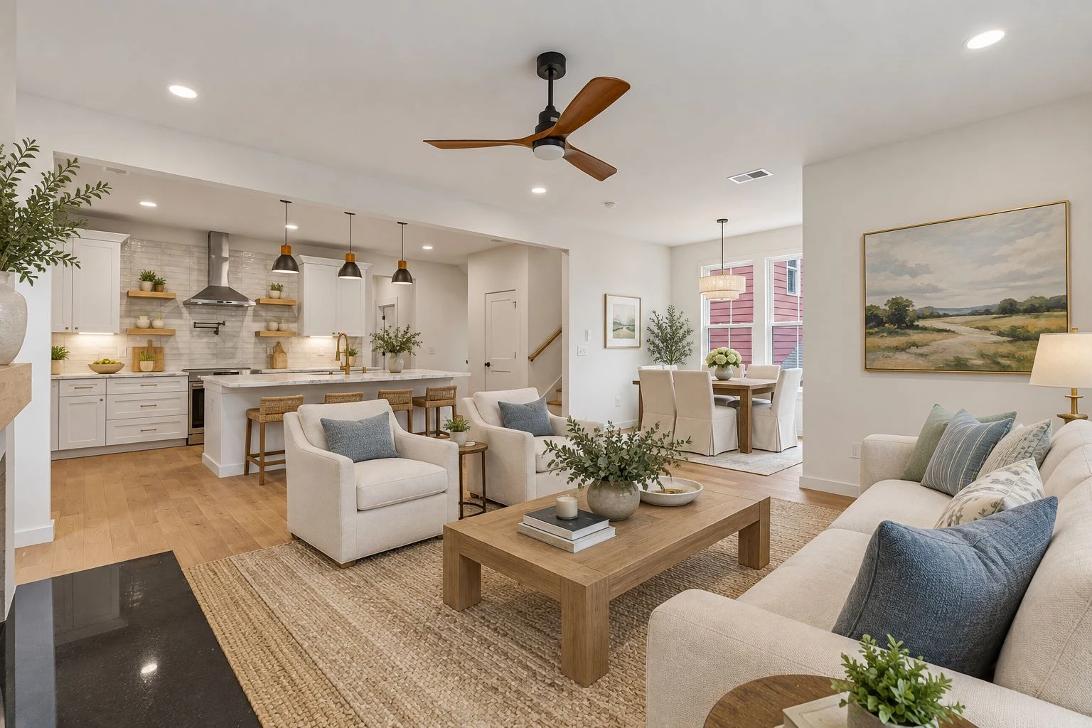 Living room and kitchen · Virtually staged