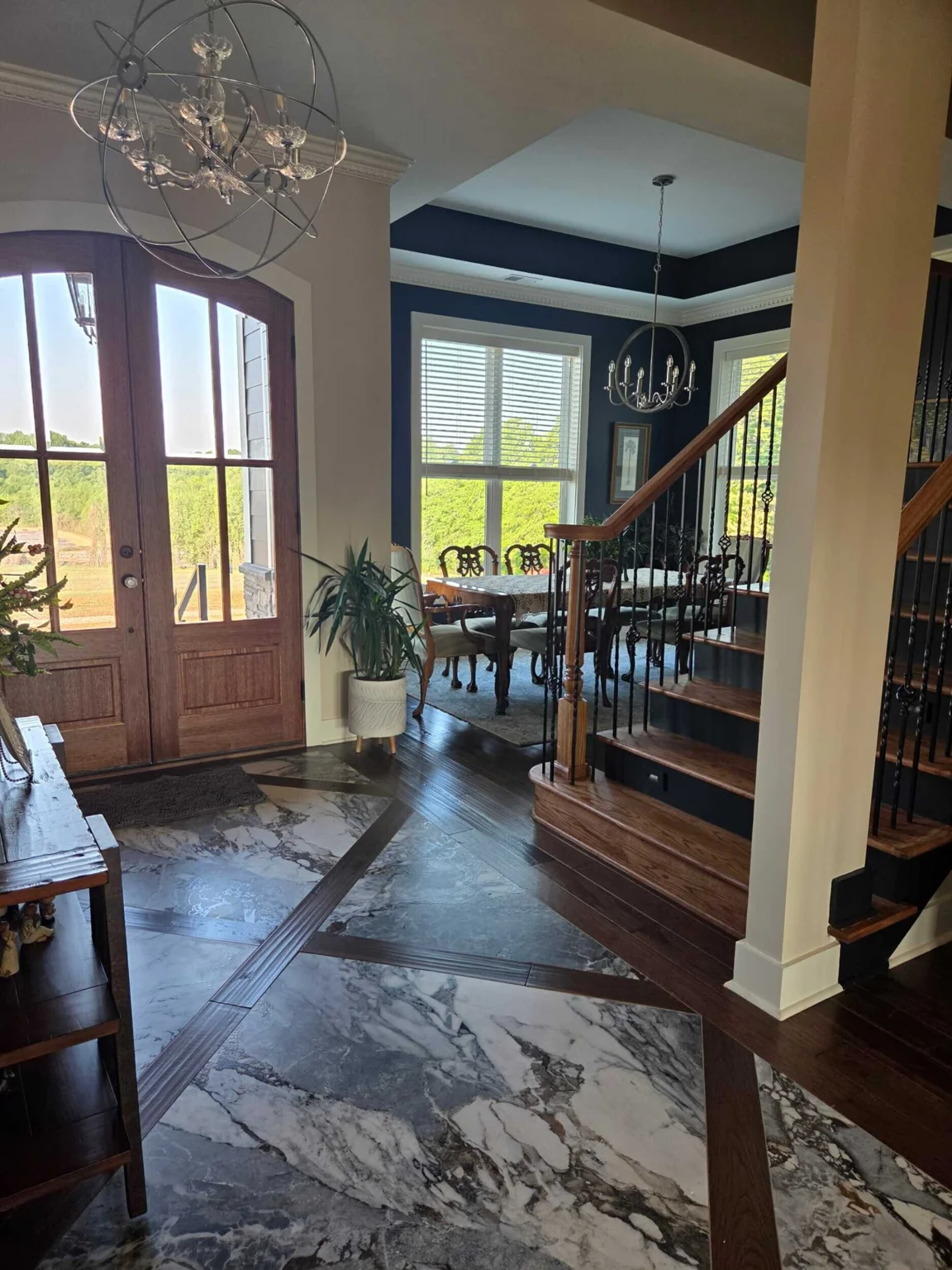 Entry hall and staircase at the Marietta residence