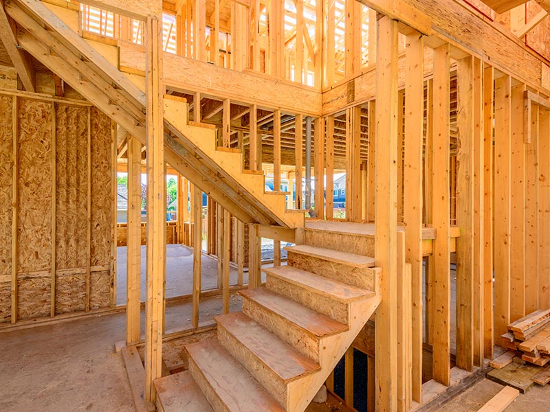 interior view of framing for new home greensvilles sc